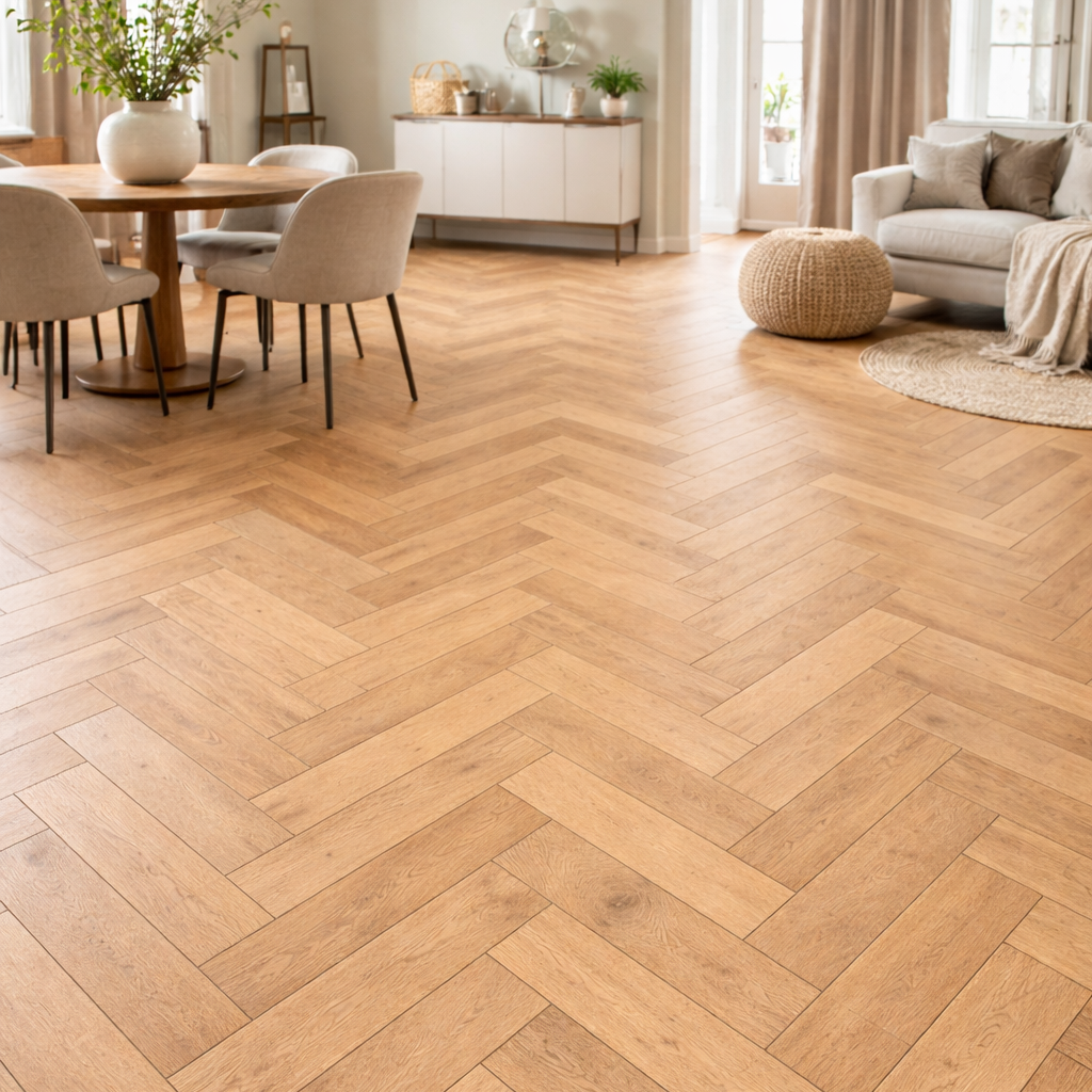 Remnant Herringbone Parquet Rustic Natural