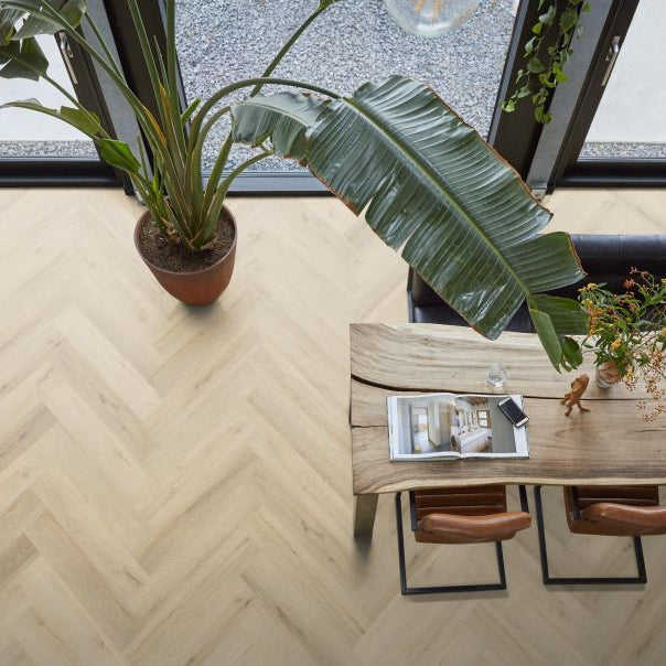Floorlife YUP XL Greenford herringbone dryback warm beige - 6080101119
