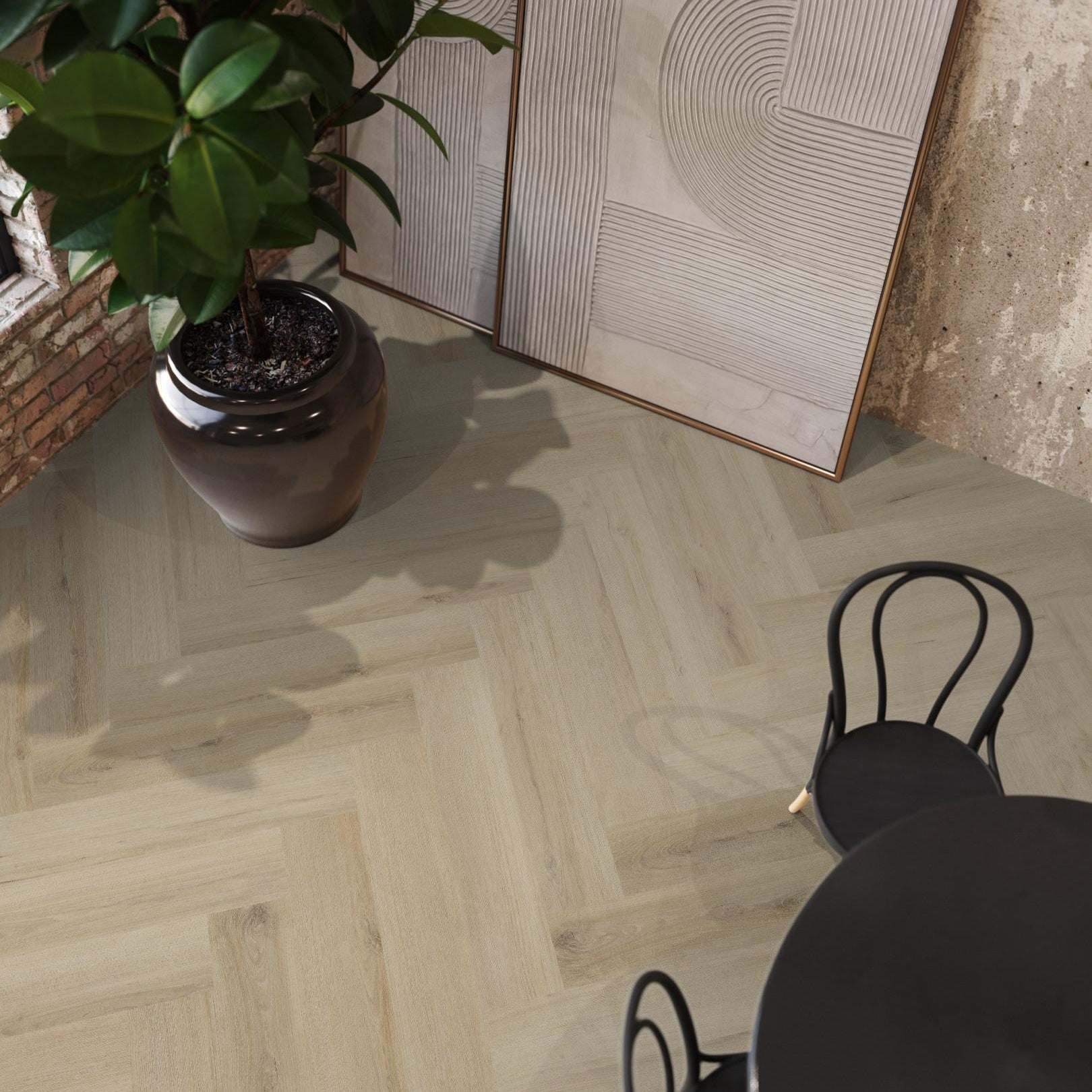 Floorlife YUP XL Greenford herringbone dryback smoky - 6080101419