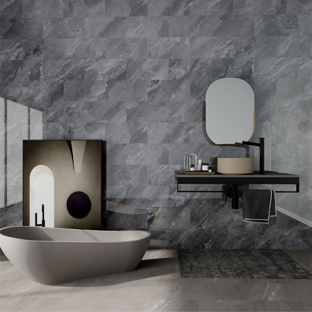 Floorlife Torino Touch Tegel 5mm Grijs Marmer Glanzend - Industrieel. Luxe. Onweerstaanbaar