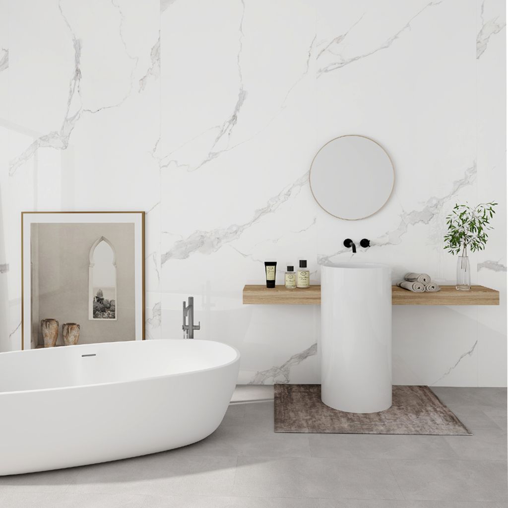 Floorlife Torino Touch Panel - White Marble Glossy Luxurious marble look with a glossy finish