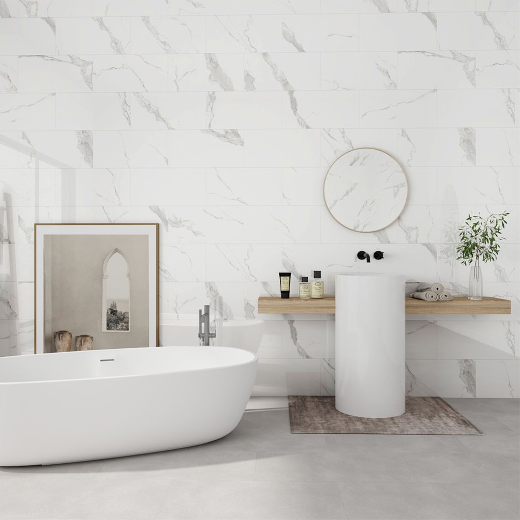 Floorlife Torino touch tile 5mm white marble high gloss – Pure class. Maximum impact.