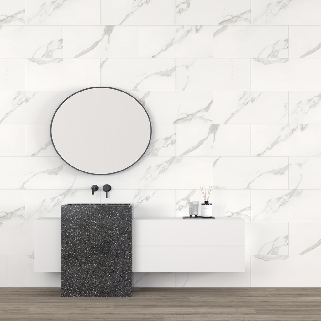 Floorlife Torino Touch Tegel 5mm Wit Marmer Mat – Sublieme luxe, moeiteloos geplaatst
